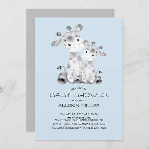Giraffe Boys baby Shower Invitation