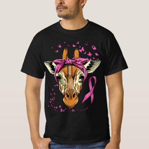 Giraffe Breast Cancer Awareness Pink Ribbon Cancer T_Shirt