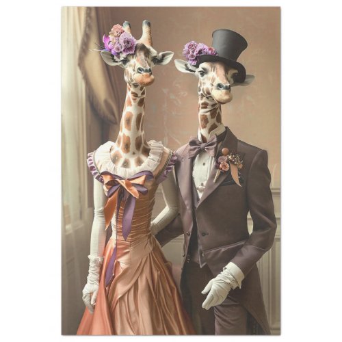 Giraffe Bride Groom Decoupage  Tissue Paper