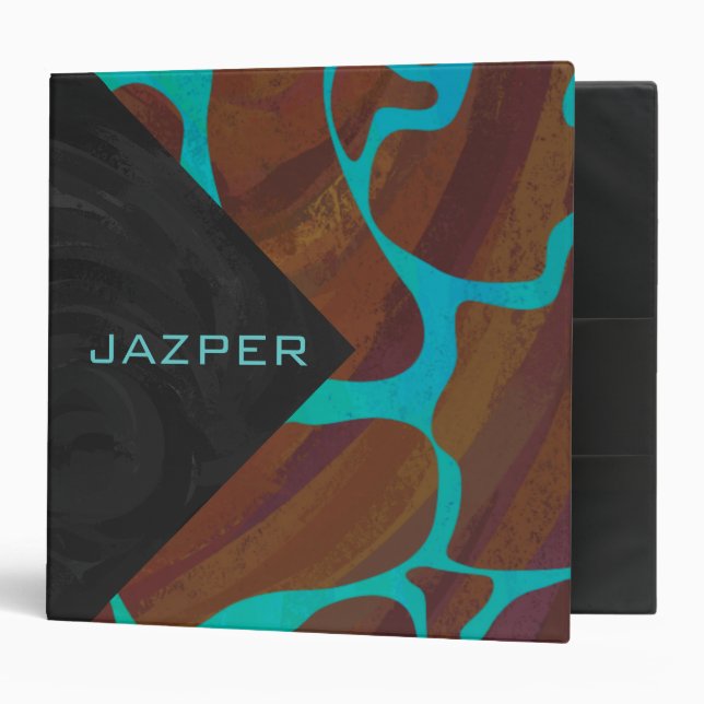 Giraffe Brown and Teal Print Binder (Front/Inside)