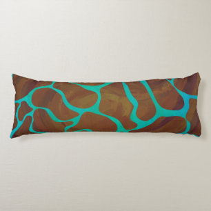 Giraffe Brown and Teal Print Body Pillow
