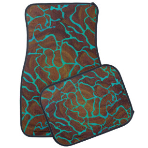 Giraffe Brown and Teal Print Car Floor Mat