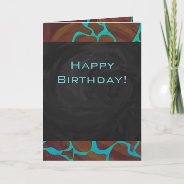 Giraffe Brown and Teal Print Card (Front)