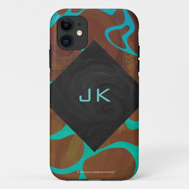 Giraffe Brown and Teal Print Case-Mate iPhone Case (Back)