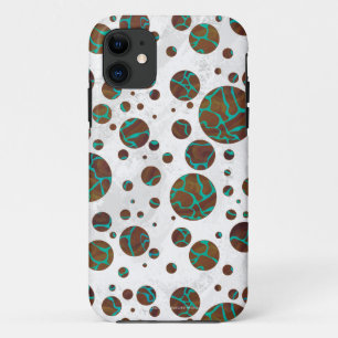 Giraffe Brown and Teal Print iPhone 11 Case