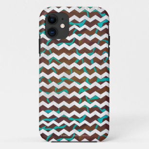 Giraffe Brown and Teal Print iPhone 11 Case