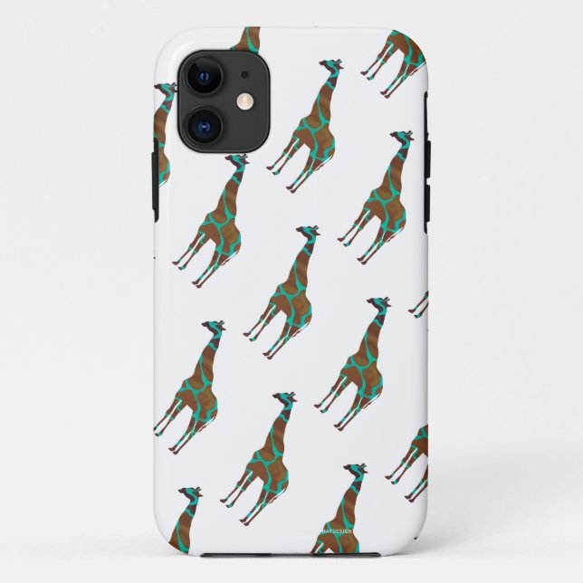 Giraffe Brown and Teal Print Case-Mate iPhone Case (Back)