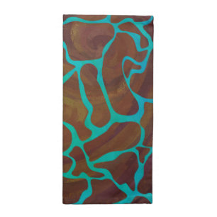 Giraffe Brown and Teal Print Cloth Napkin
