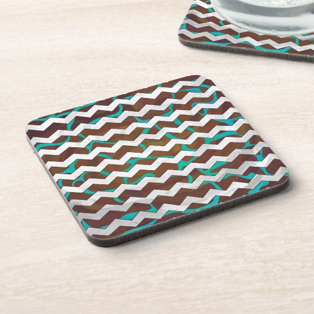 Giraffe Brown and Teal Print Coaster (Left Side)