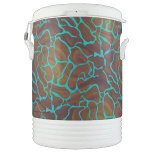Giraffe Brown and Teal Print Cooler