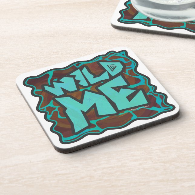 Giraffe Brown and Teal Print Drink Coaster (Left Side)
