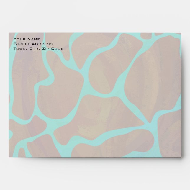 Giraffe Brown and Teal Print Envelope (Front)