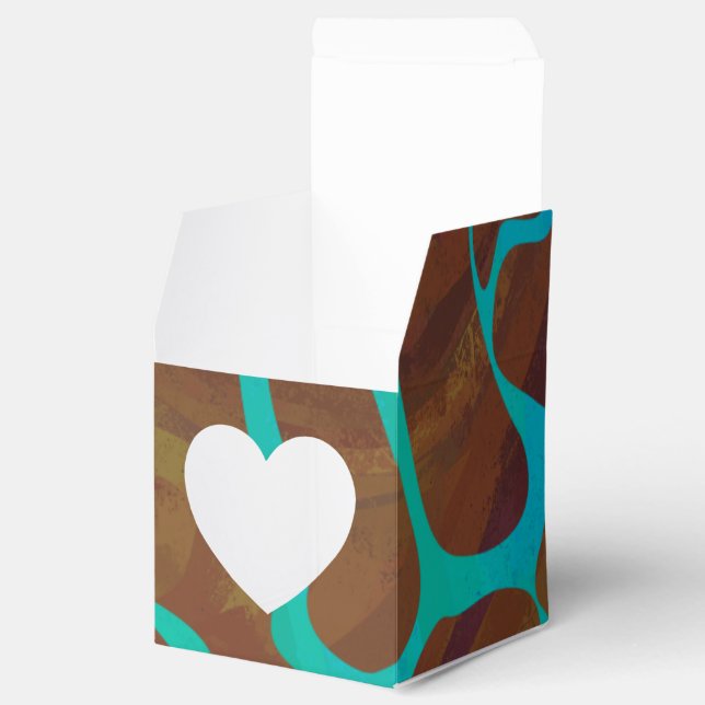 Giraffe Brown and Teal Print Favor Boxes (Opened)