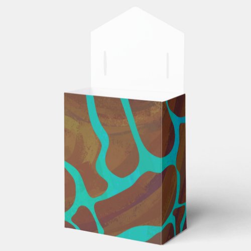 Giraffe Brown and Teal Print Favor Boxes