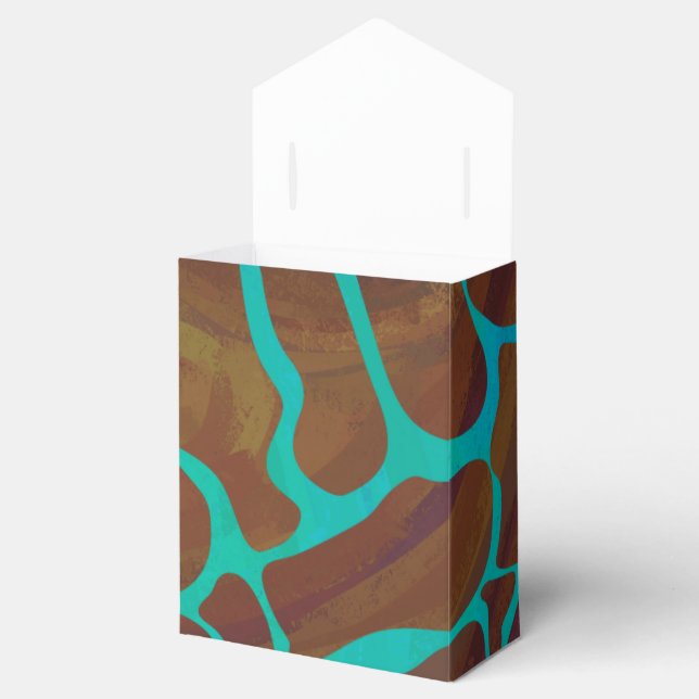 Giraffe Brown and Teal Print Favor Boxes (Opened)