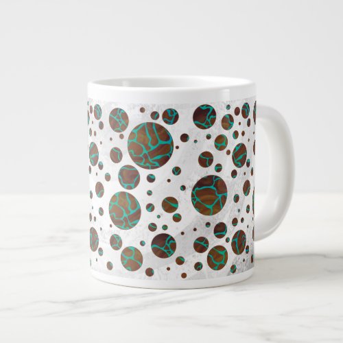 Giraffe Brown and Teal Print Giant Coffee Mug