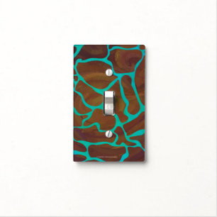 Giraffe Brown and Teal Print Light Switch Cover