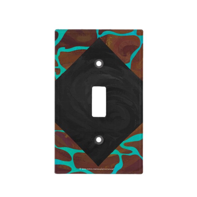 Giraffe Brown and Teal Print Light Switch Cover (Front)