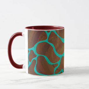Giraffe Brown and Teal Print Mug