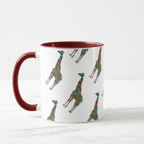 Giraffe Brown and Teal Print Mug