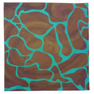 Giraffe Brown and Teal Print Napkin