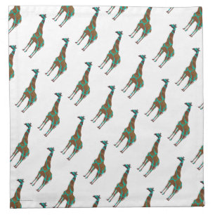 Giraffe Brown and Teal Print Napkin