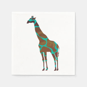 Giraffe Brown and Teal Print Napkins