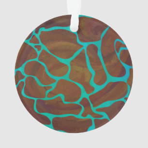 Giraffe Brown and Teal Print Ornament