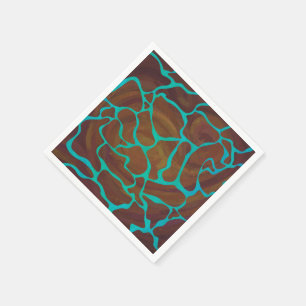 Giraffe Brown and Teal Print Paper Napkins