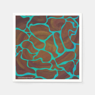 Giraffe Brown and Teal Print Paper Napkins
