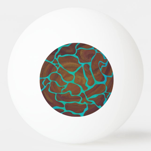 Giraffe Brown and Teal Print Ping-Pong Ball (Front)