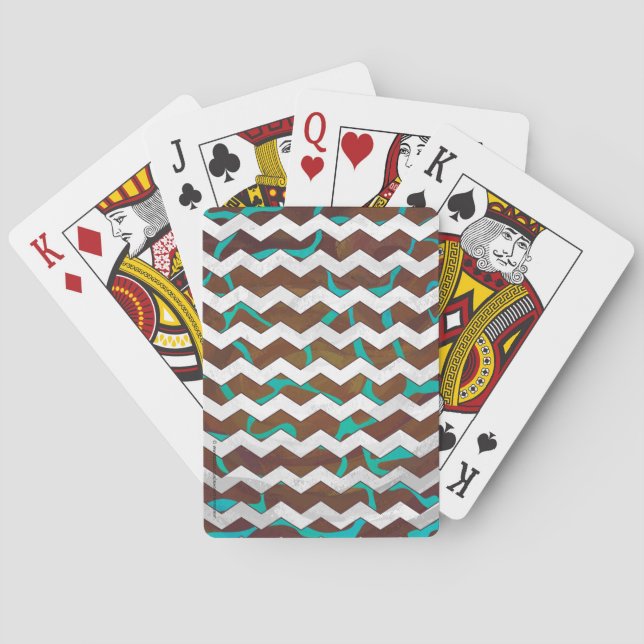 Giraffe Brown and Teal Print Poker Cards (Back)
