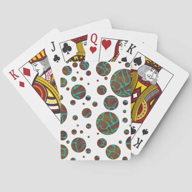 Giraffe Brown and Teal Print Poker Cards (Back)