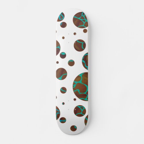 Giraffe Brown and Teal Print Skateboard