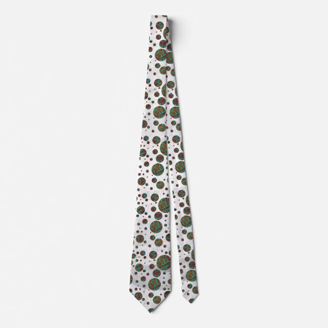 Giraffe Brown and Teal Print Tie (Front)