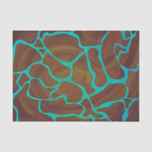 Giraffe Brown and Teal Print Tissue Paper