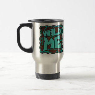 Giraffe Brown and Teal Print Travel Mug