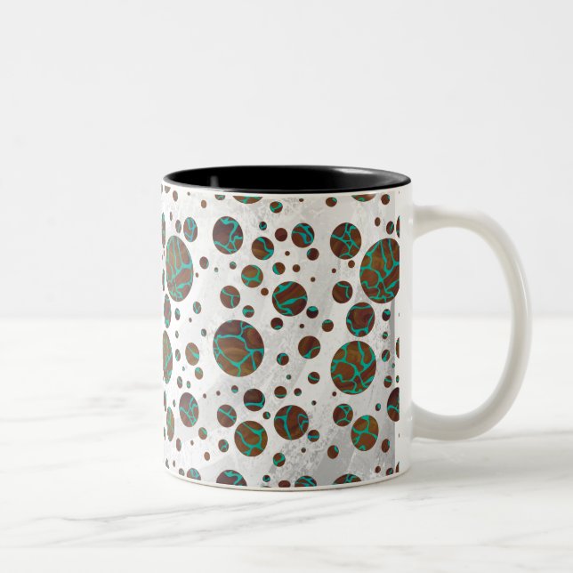 Giraffe Brown and Teal Print Two-Tone Coffee Mug (Right)