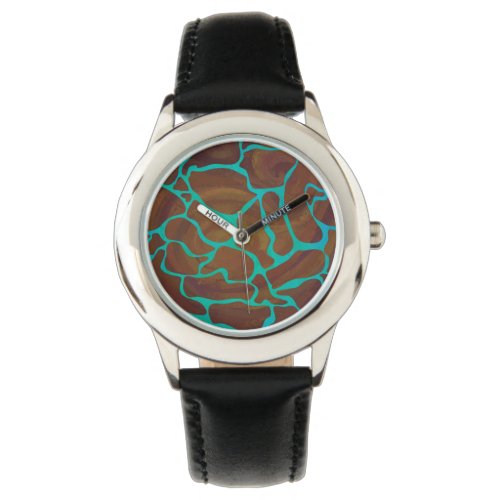 Giraffe Brown and Teal Print Watch