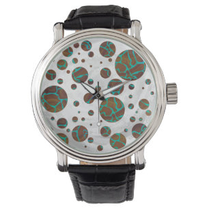 Giraffe Brown and Teal Print Watch