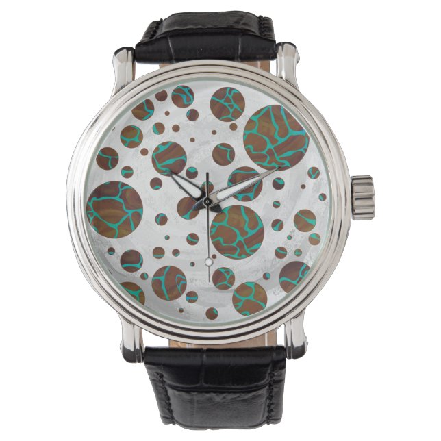 Giraffe Brown and Teal Print Watch (Front)
