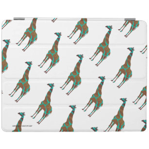 Giraffe Brown and Teal Silhouette iPad Smart Cover