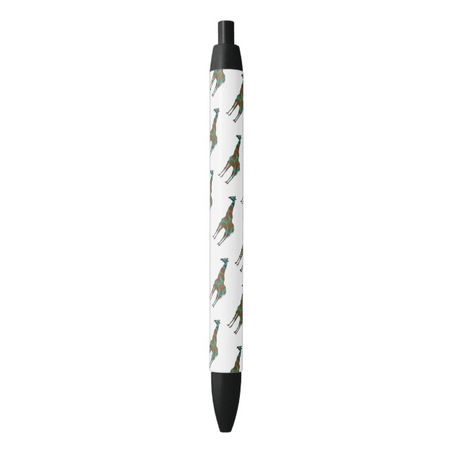 Giraffe Brown and Teal Silhouette Pen (Front Vertical)