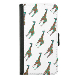 Giraffe Brown and Teal Silhouette Wallet Phone Case For Samsung Galaxy S5