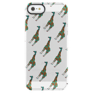 Giraffe Brown and Teal Silhouette Clear iPhone SE/5/5s Case