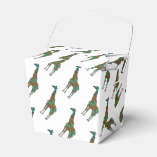 Giraffe Brown and Teal Siloette Favor Boxes