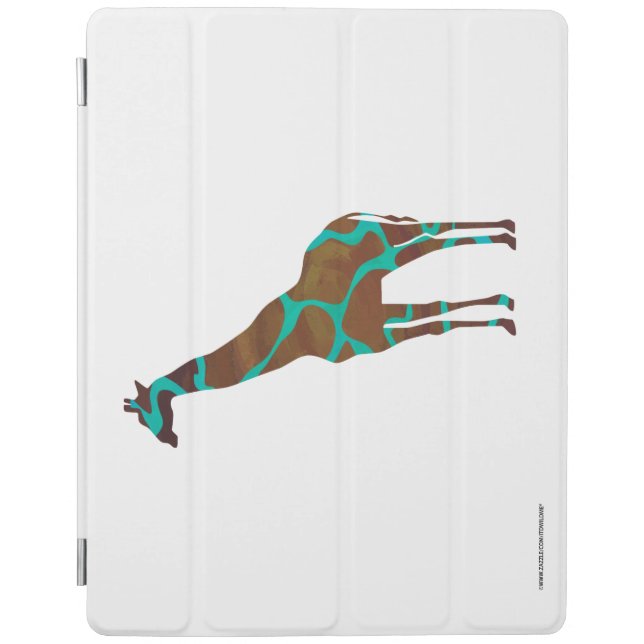 Giraffe Brown and Teal Siloette iPad Smart Cover (Front)
