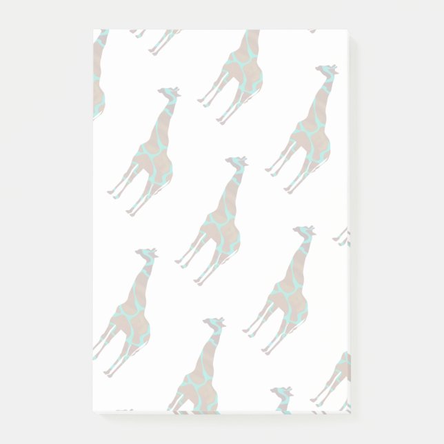 Giraffe Brown and Teal Siloette Post-it Notes (Front)