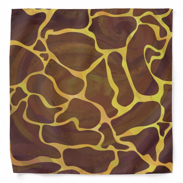 Giraffe Brown and Yellow Print Bandana (Front)