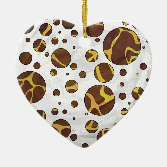 Giraffe Brown and Yellow Print Ceramic Ornament (Front)